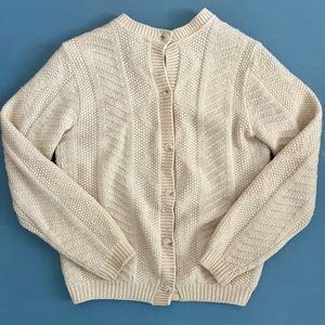 Pendleton Vintage Cream Knit Classic Button Up Boho Wool Cardigan Sweater